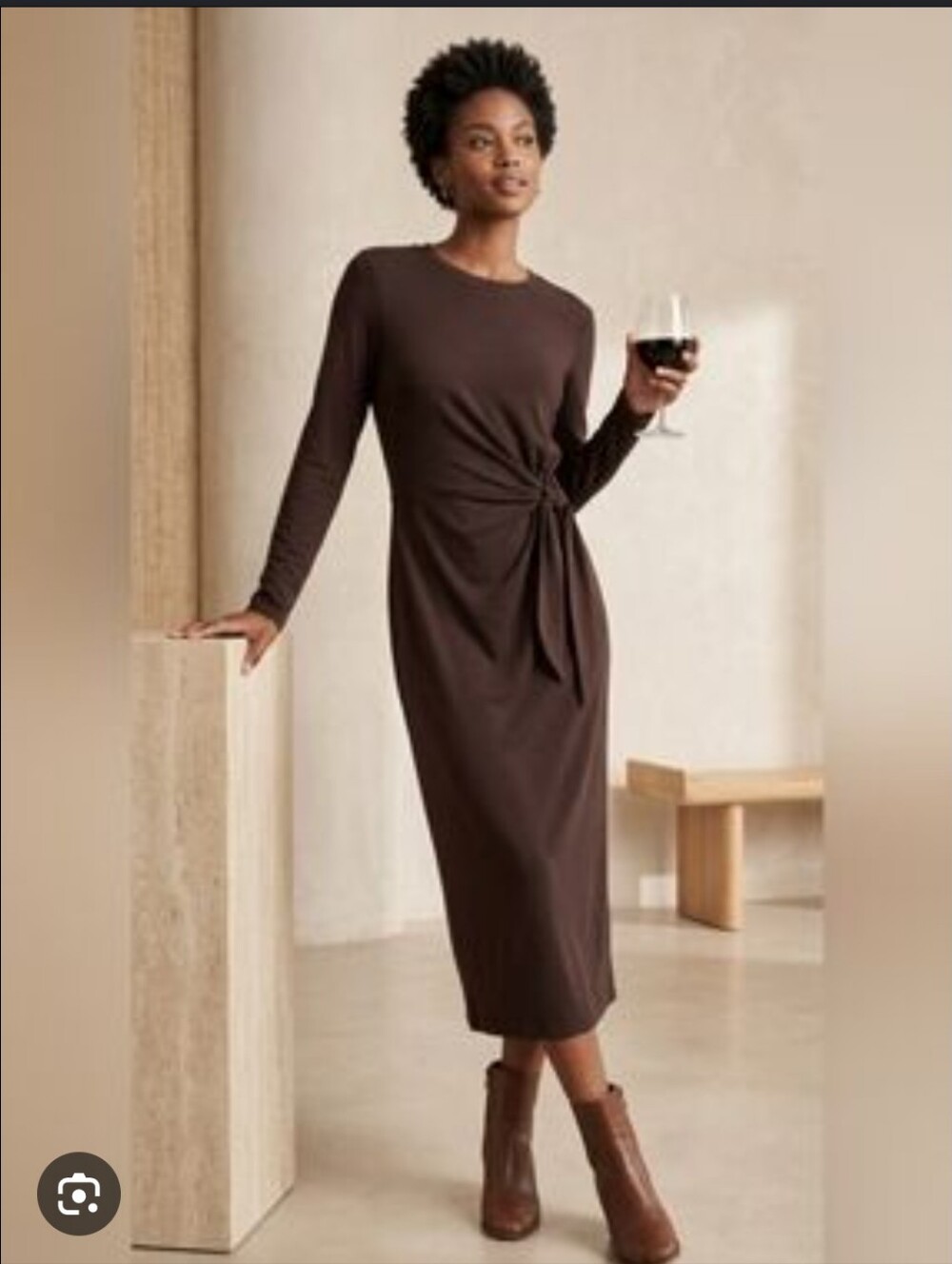 Kit and Ace Tie Brushed French Terry Long Sleeve T-Shirt Maxi Dress in Gardine - Picture 11 of 11